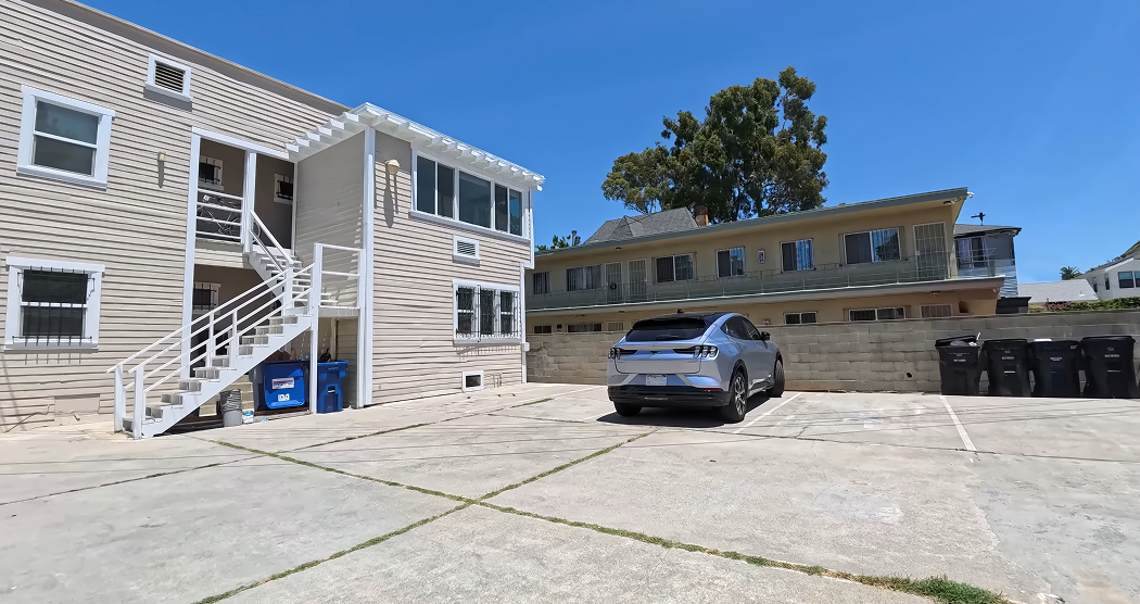 Gated on-site parking at student housing near USC